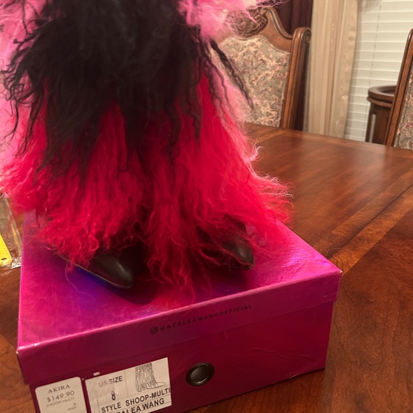 Red and Black Fluffy Feathered Booties - Picture 2 of 6